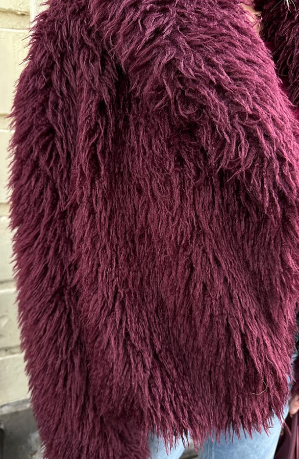 Faux Fur Jas Burgundy – shoparchief, foto 5