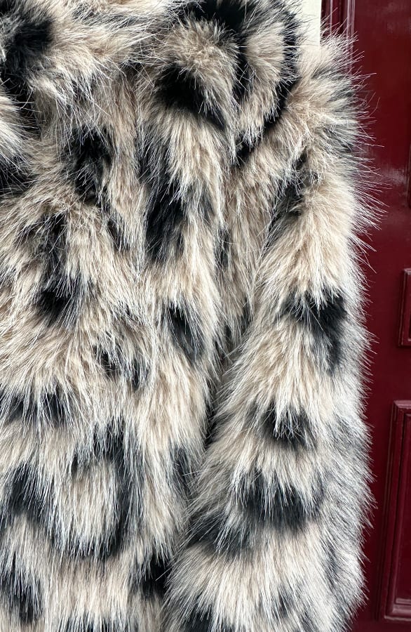 Fur Jas Leopard Zwart Beige – shoparchief, foto 7