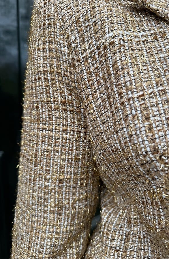 Luxury Bouclé Blazer Lurex Gold – shoparchief, foto 4