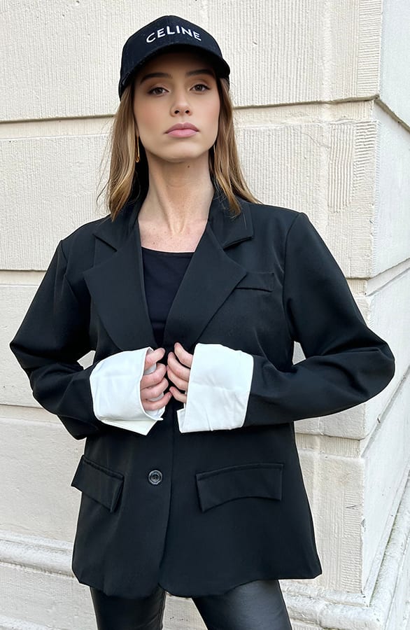 Oversized Blazer Met Omslag Zwart – shoparchief, foto 7
