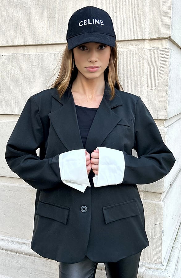 Oversized Blazer Met Omslag Zwart – shoparchief, foto 8