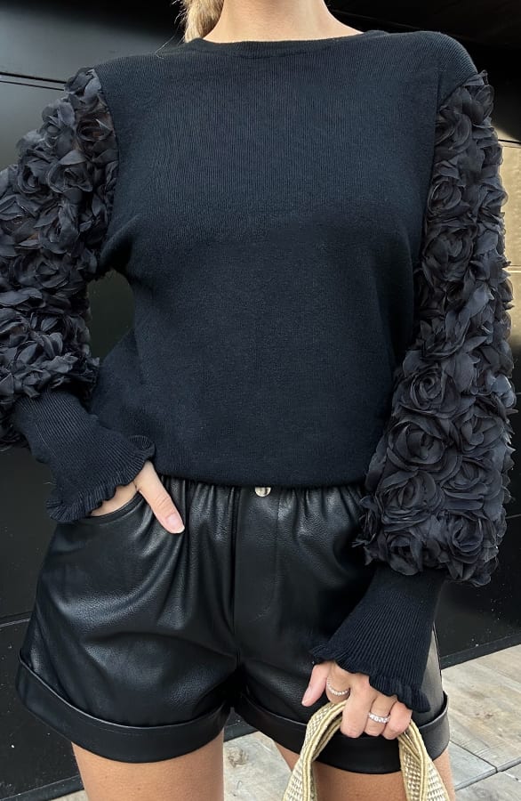 Rose Sleeve Soft Trui Zwart – shoparchief, foto 7