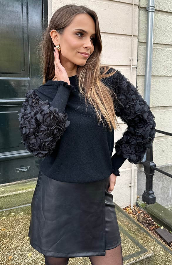 Rose Sleeve Soft Trui Zwart – shoparchief, foto 5