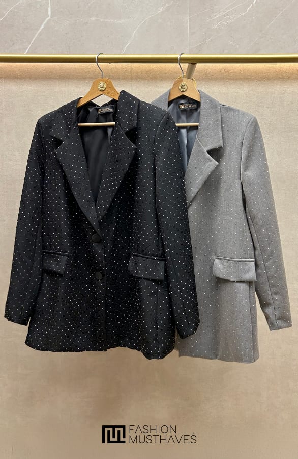Luxury Strass Blazer Zwart – shoparchief, foto 3