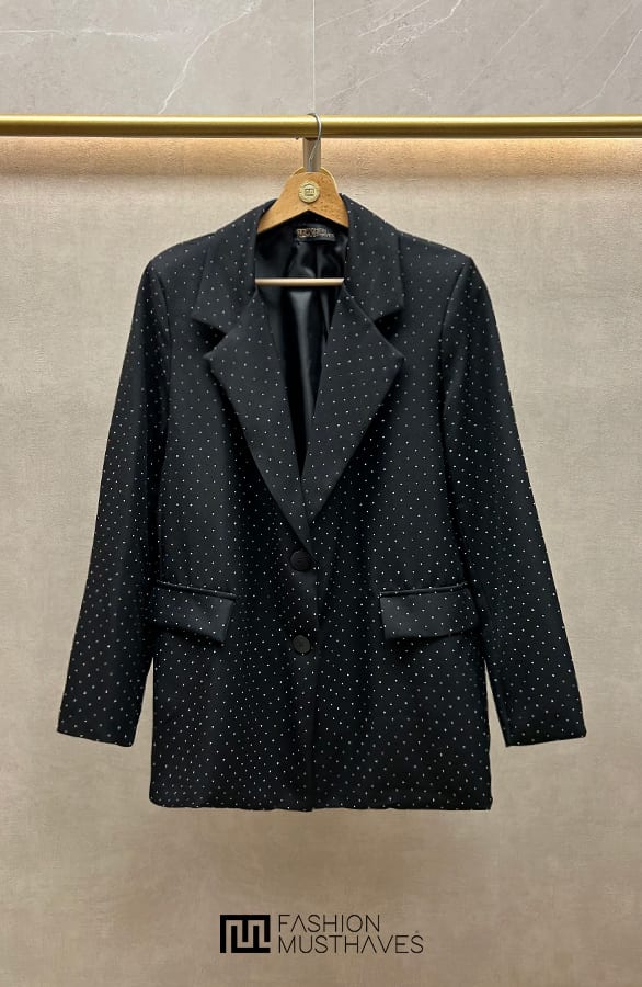 Luxury Strass Blazer Zwart – shoparchief, foto 1