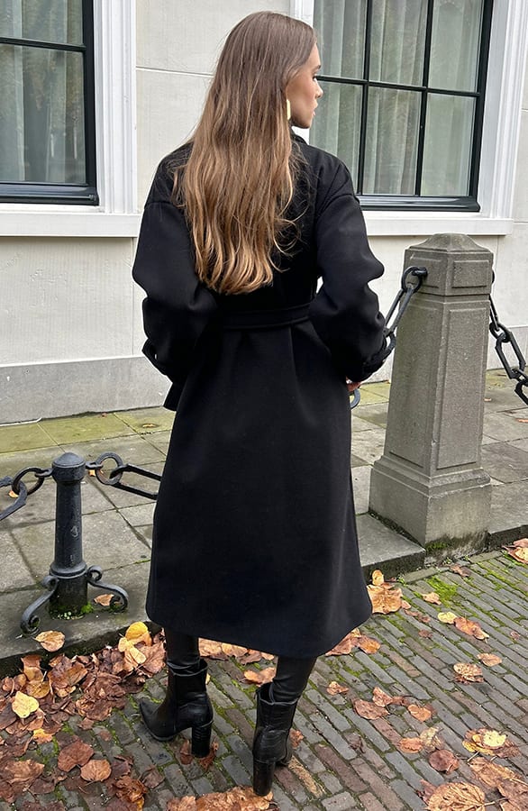 Classy Long Coat Zwart – shoparchief, foto 4