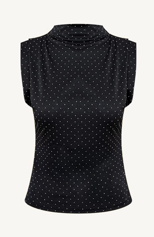 Diamonds Top Met Schoudervulling Zwart – shoparchief, foto 1