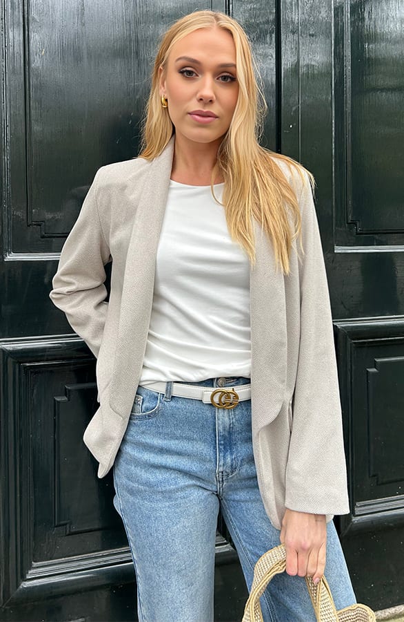 Exclusive Woven Blazer Light Beige – shoparchief, foto 4