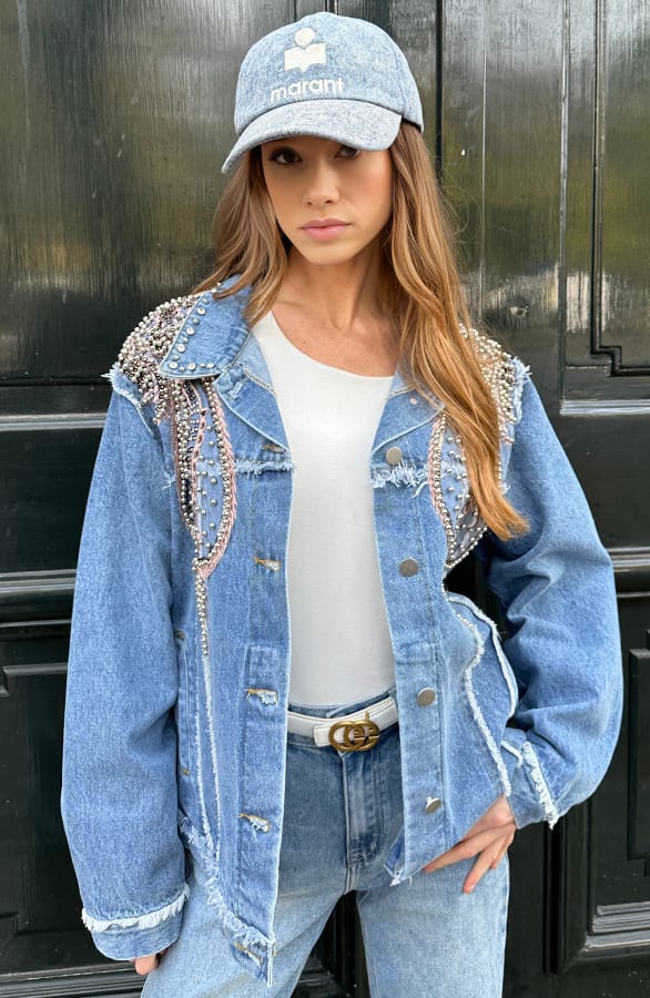 Festive Studs Jacket Denim – shoparchief, foto 4