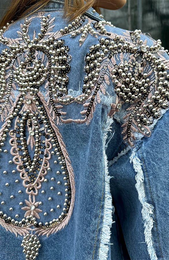 Festive Studs Jacket Denim – shoparchief, foto 3