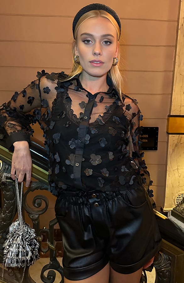 Floral Mesh Blouse Zwart – shoparchief, foto 3