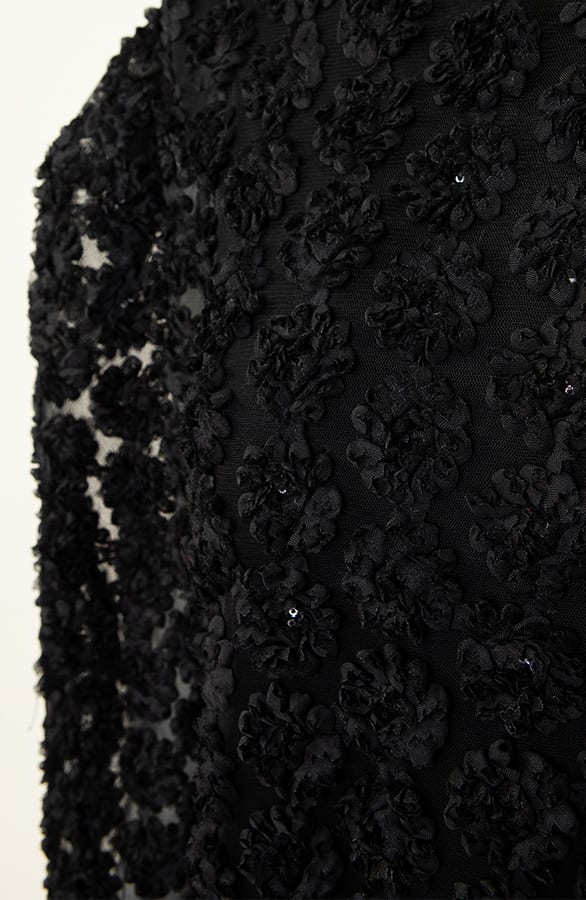 Flower Pailletten Puff Sleeve Blouse Zwart – shoparchief, foto 9
