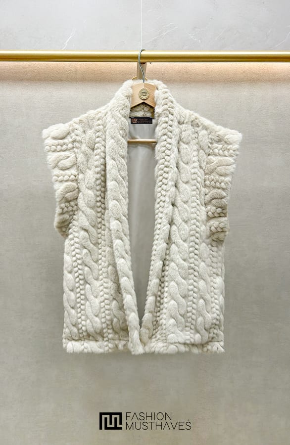 Furry Detailed Gilet Beige – shoparchief, foto 1