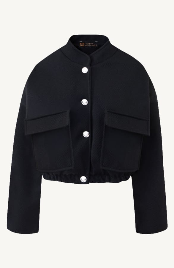 Gemeleerde Bomber Jacket Zwart – shoparchief, foto 1