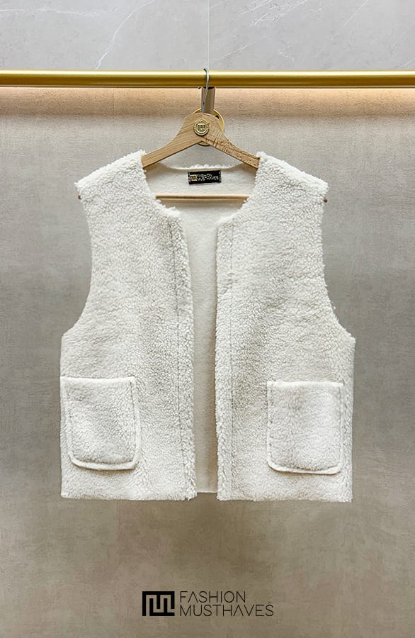 Gilet Pocket Teddy Light Beige – vesten, foto 6