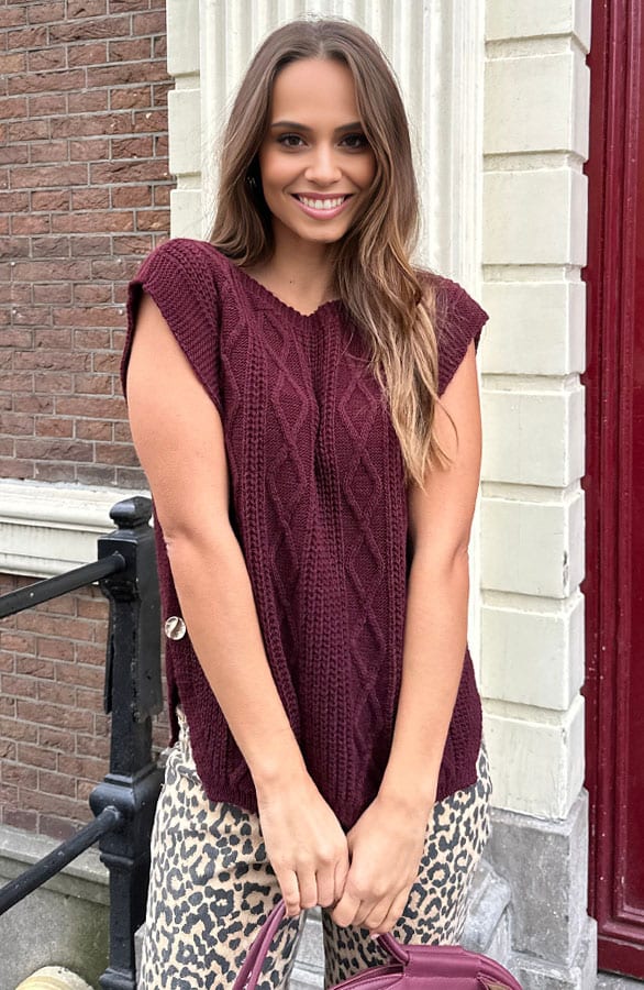 Kabel Pullover Burgundy – shoparchief, foto 6