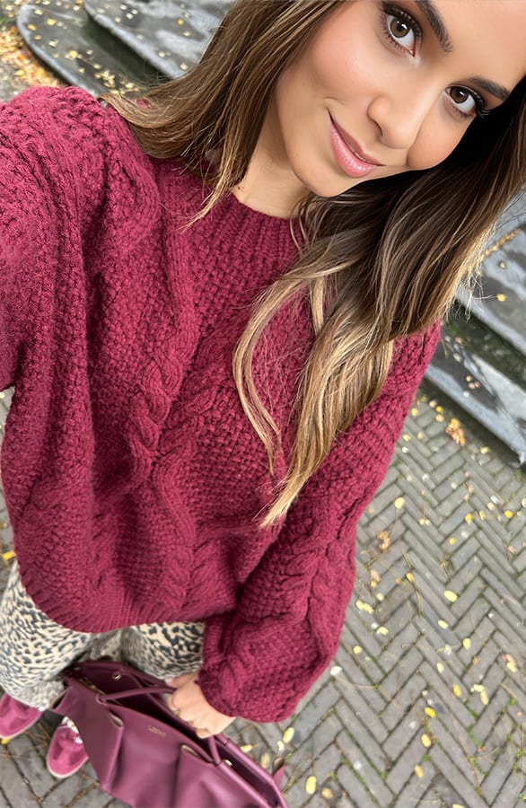 Kabel Trui Burgundy – shoparchief, foto 9