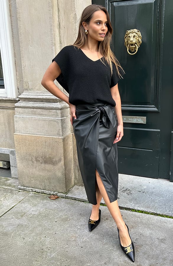 Leren Overslag Rok Zwart – shoparchief, foto 4