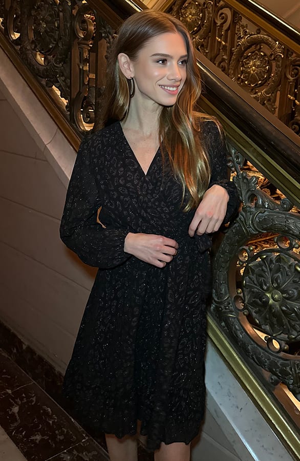 Luxury V-Hals Jurk Leopard Zilver – jurken, foto 2