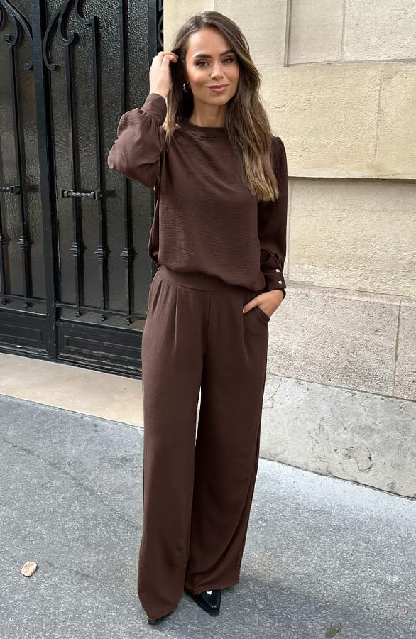 Mila Blouse Long Sleeve Choco – shoparchief, foto 7