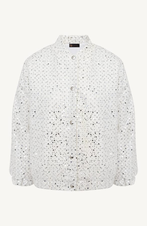 Oversized Bomber Jacket Pailletten Ecru – shoparchief, foto 1