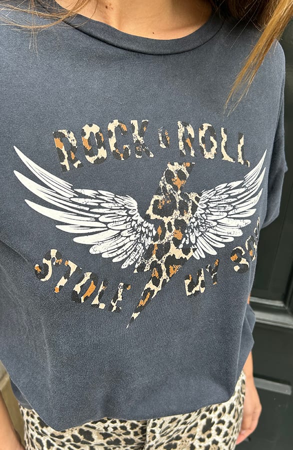 Rock & Roll Leopard T-Shirt Stone Wash – shoparchief, foto 3