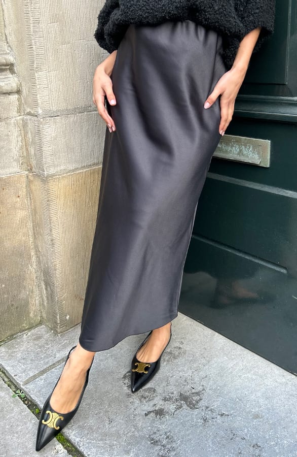 Silk Skirt Zwart – shoparchief, foto 5