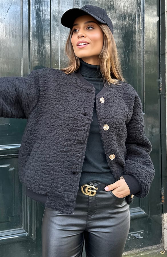 Teddy Knopen Bomber Zwart – shoparchief, foto 6