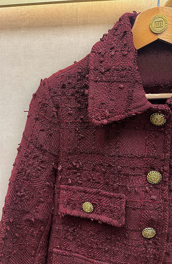 Tweed Jacket Bordeaux – shoparchief, foto 2