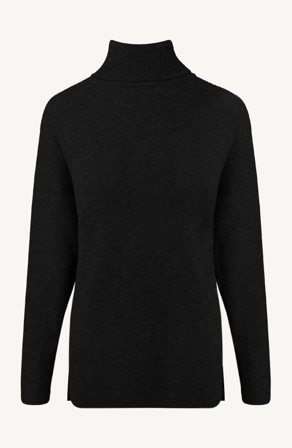 Ultra Soft Oversized Coltrui Met Split Zwart – shoparchief, foto 1