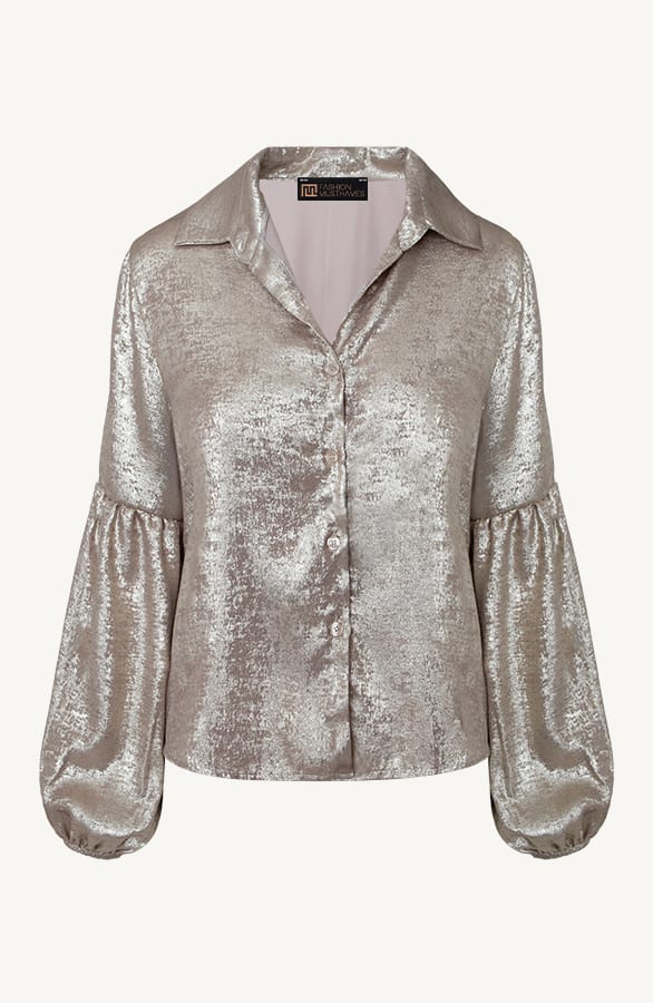 Blouse Met Ruches Mouw Goud – shoparchief, foto 1