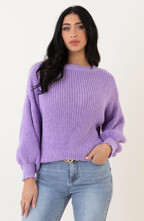 Gehaakte Trui Met Pofmouw Lila – shoparchief, foto 8
