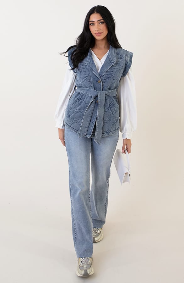 Heart Denim Gilet Met Schouderdetail – shoparchief, foto 4
