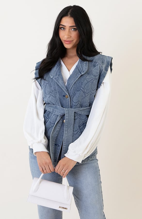 Heart Denim Gilet Met Schouderdetail – shoparchief, foto 3