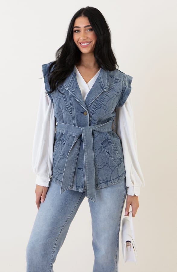 Heart Denim Gilet Met Schouderdetail – shoparchief, foto 1
