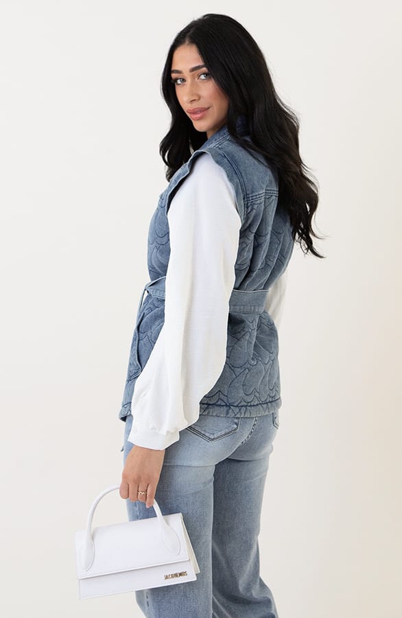 Heart Denim Gilet Met Schouderdetail – shoparchief, foto 2