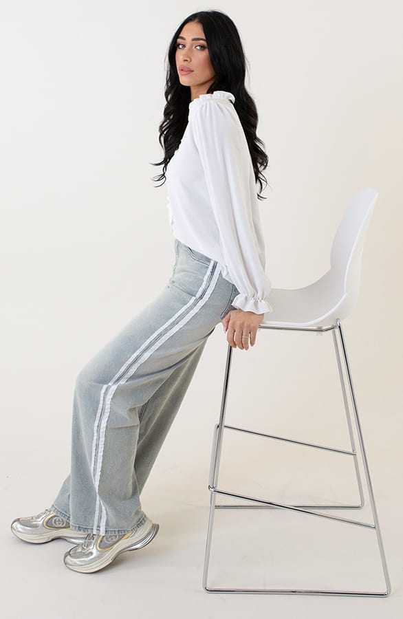 High Waist Denim Jeans mit Paspel Light Blue, Shoparchiv, Foto 7