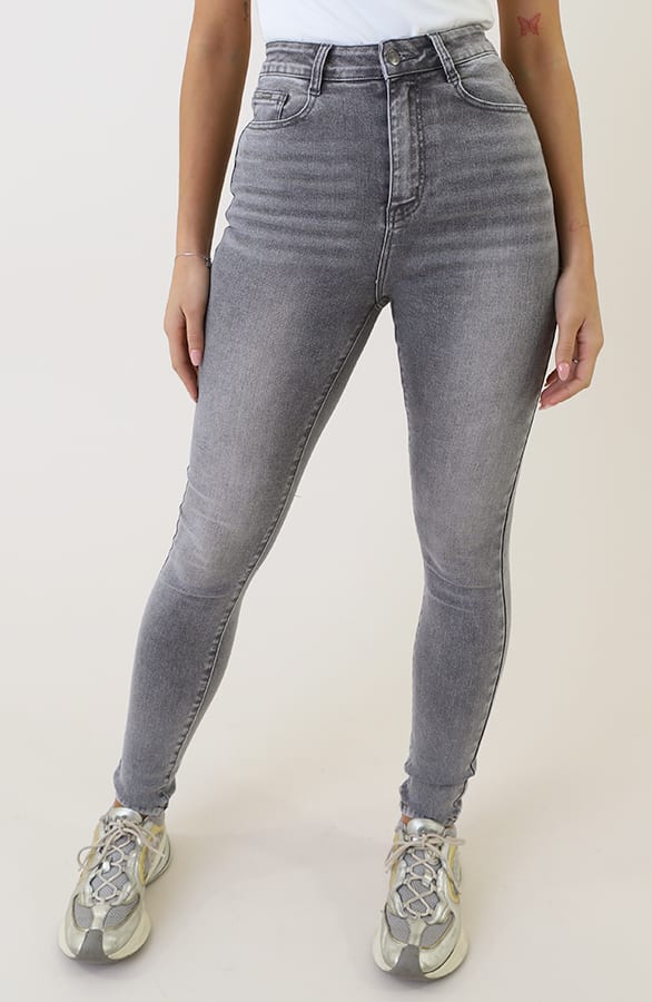 High Waist Stretch Skinny Jeans Grey FMH – spijkerbroeken, foto 7