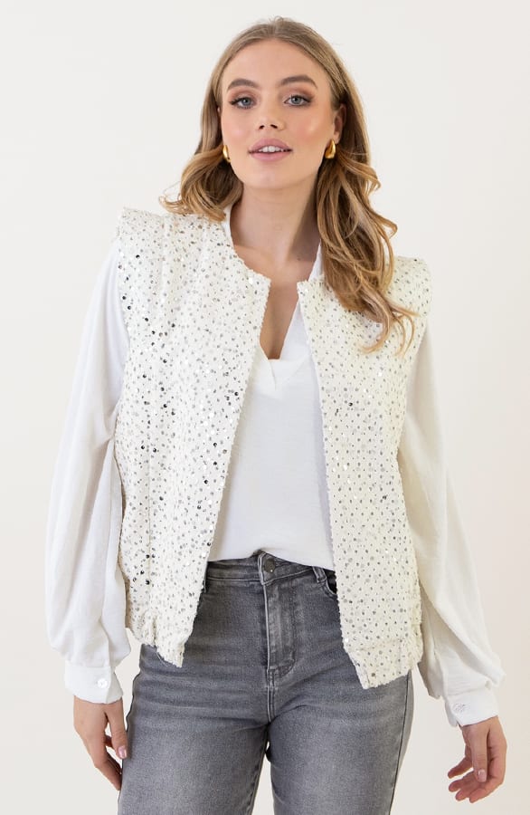 Pailletten Gilet Ecru – shoparchief, foto 4