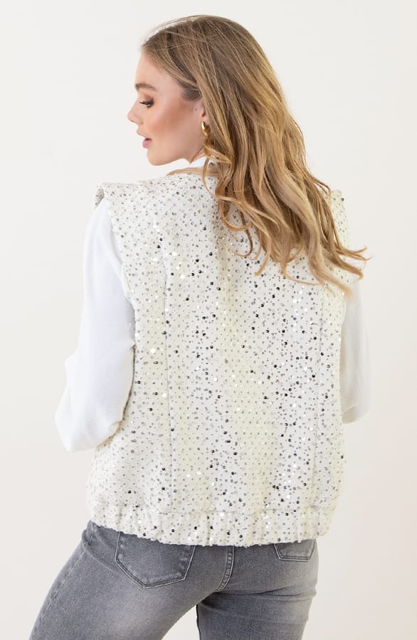 Pailletten Gilet Ecru – shoparchief, foto 3