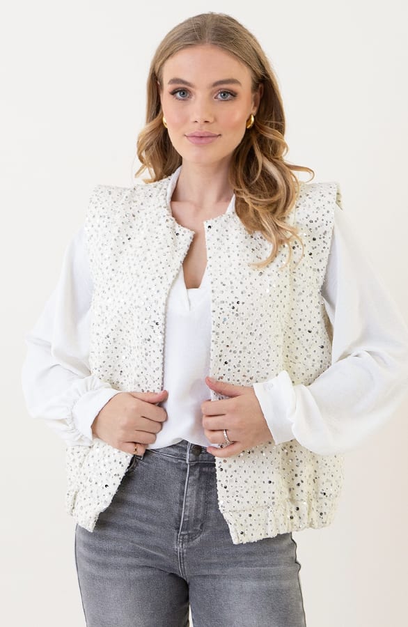 Pailletten Gilet Ecru – shoparchief, foto 1