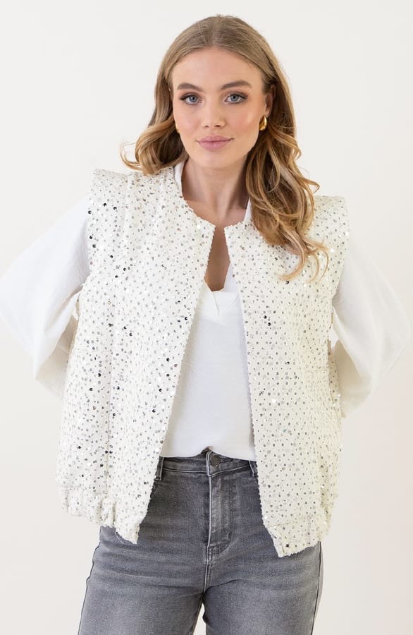 Pailletten Gilet Ecru – shoparchief, foto 2