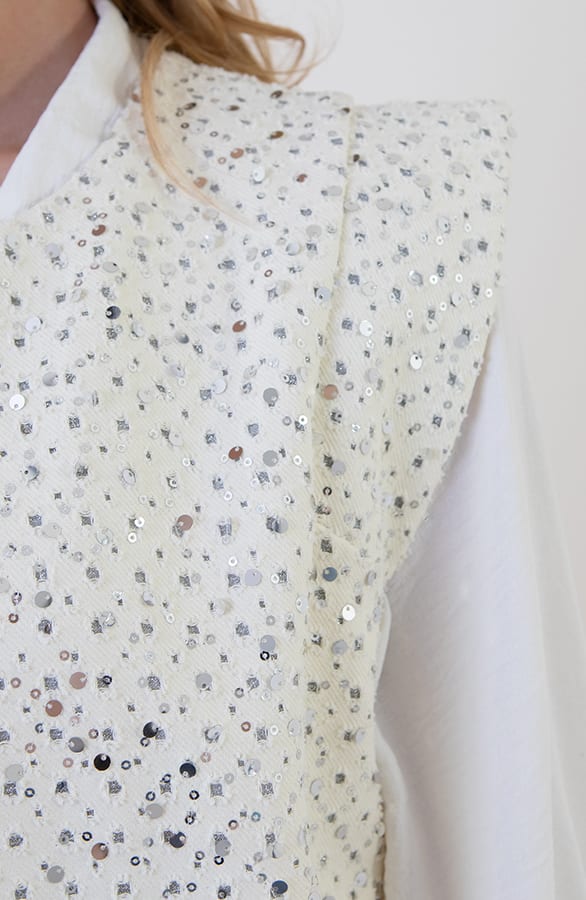 Pailletten Gilet Ecru – shoparchief, foto 5