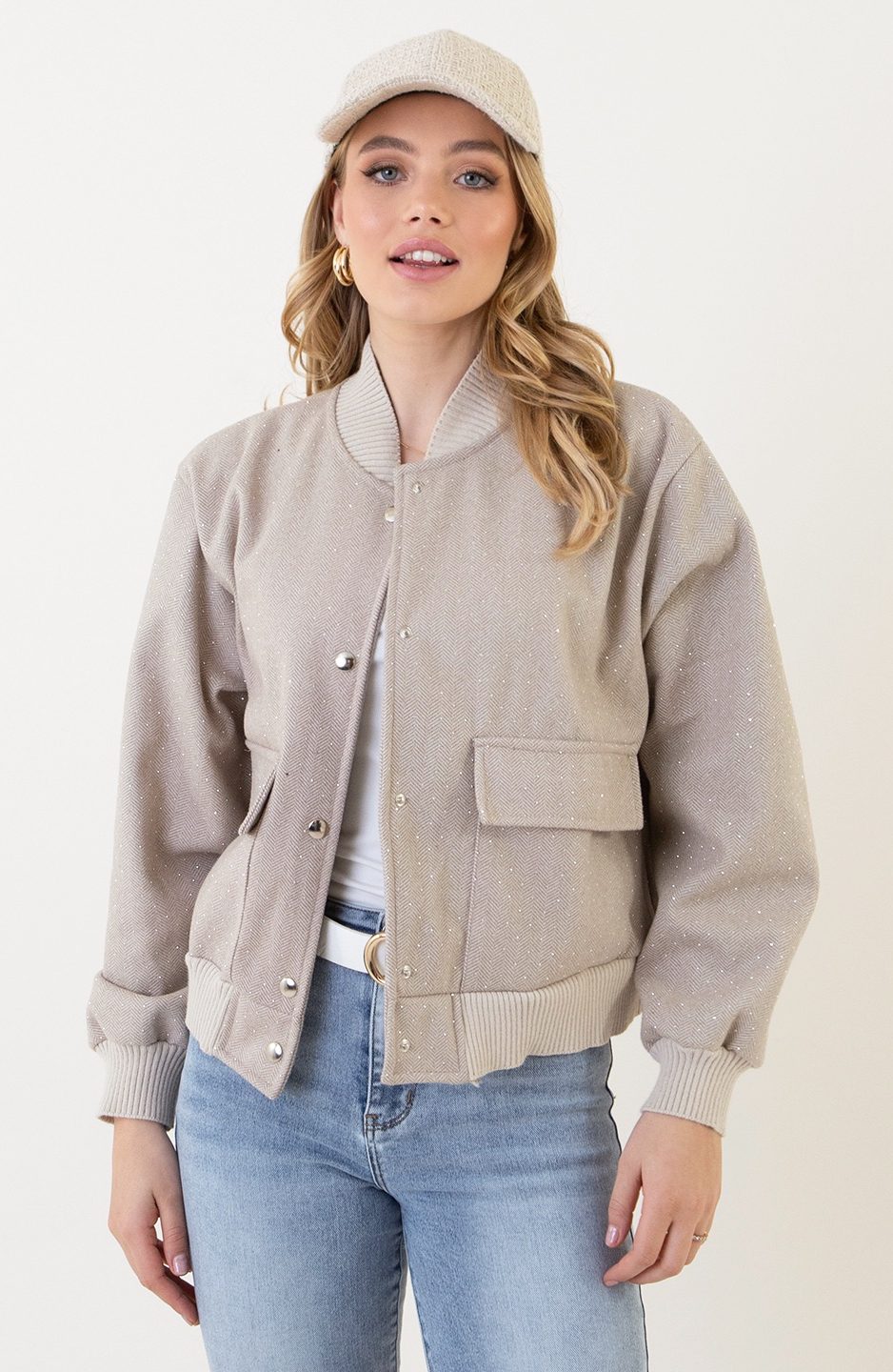 Soft Bomberjacket Strass Beige – shoparchief, foto 4