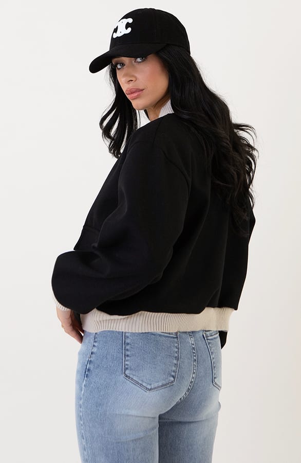 Soft Bomberjacket Zwart Beige – shoparchief, foto 2