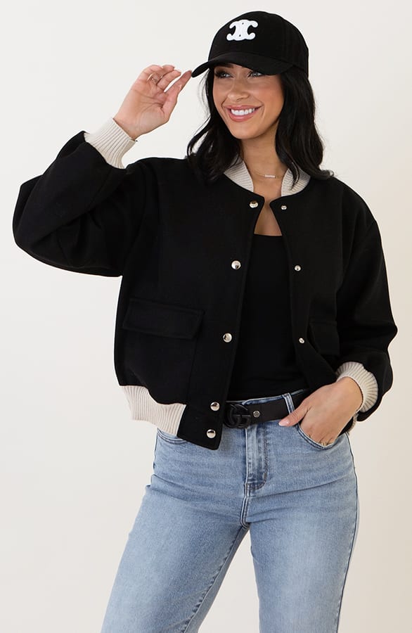 Soft Bomberjacket Zwart Beige – shoparchief, foto 1
