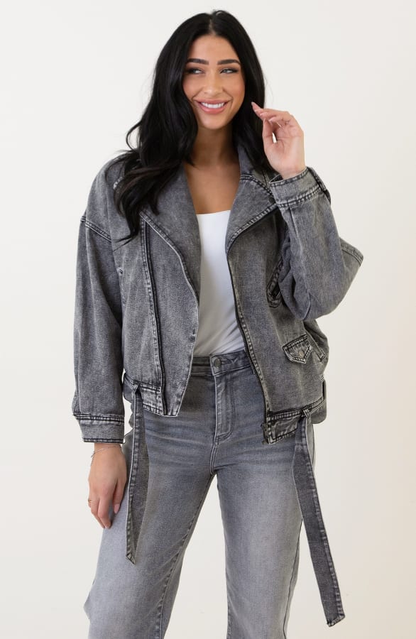 Strap Denim Jacket Grijs – shoparchief, foto 3