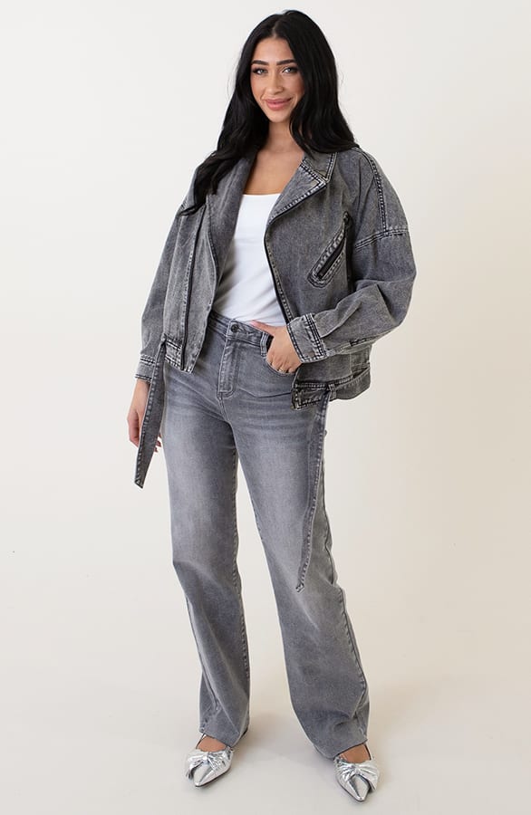 Strap Denim Jacket Grijs – shoparchief, foto 4