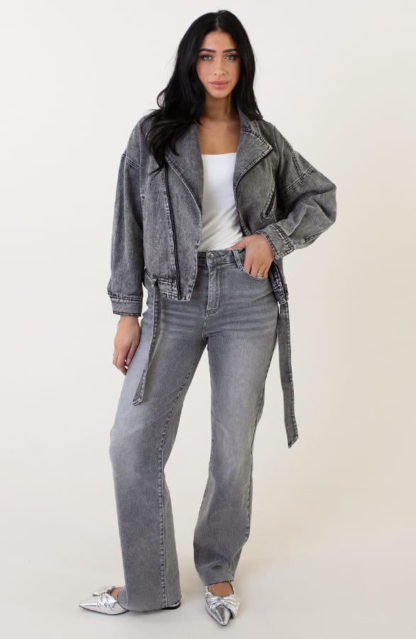 Strap Denim Jacket Grijs – shoparchief, foto 5