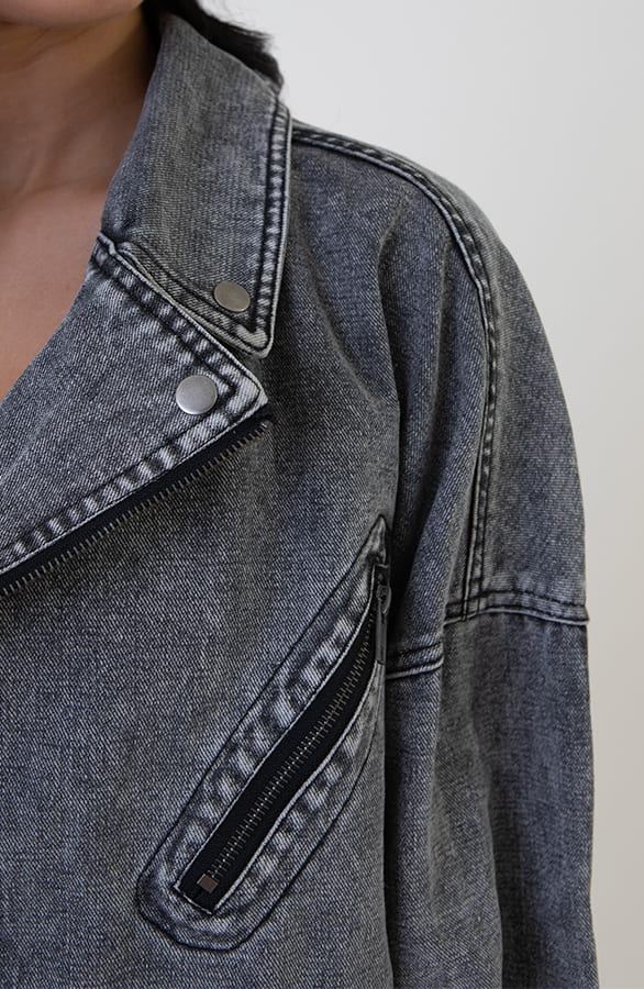 Strap Denim Jacket Grijs – shoparchief, foto 6